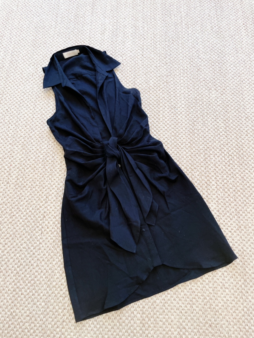 Choosy Crosby St Dress Plunging Neckline Tie Waist Women's Dress Black 6 - Picture 4 of 13